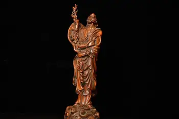 

Wedding Decoration 12" China Lucky Seikos Boxwood Dharma statue Dharma Master Wood Carving Bodhidharma statue