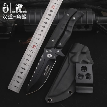 

Hx Outdoors Multifunctional Scissors Knife D2 Chicken bone scissors Survival Tactical Knives With Kydex Sheath Dropshipping