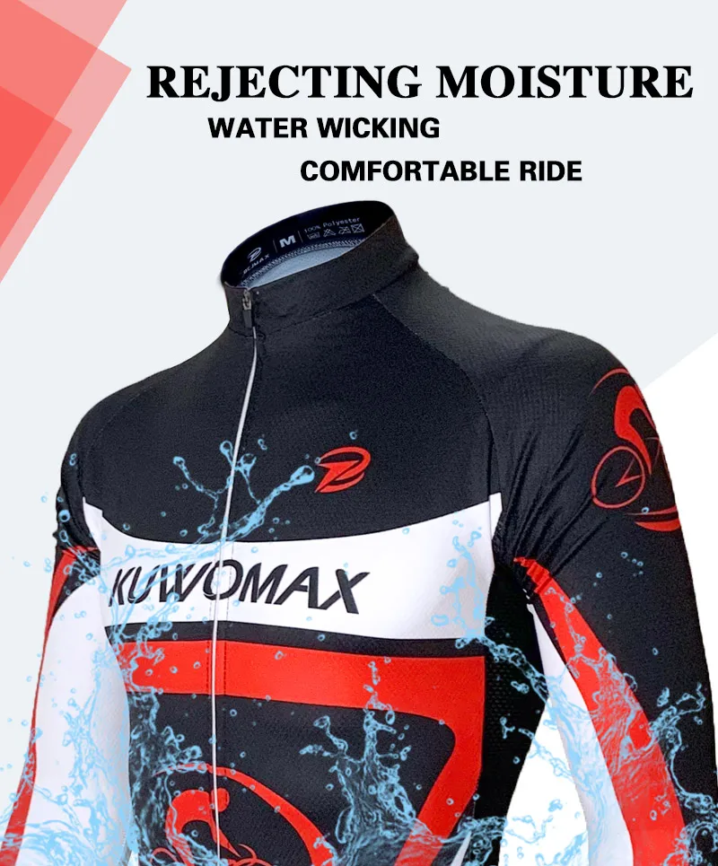 KUWOMAX Мужская велосипедная Джерси дышащий с длинным рукавом Джерси Ropa Ciclismo велосипедная спортивная одежда быстросохнущая велосипедная одежда