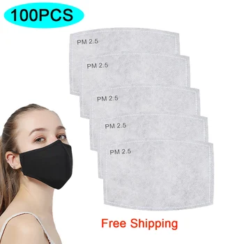 

PM2.5 Mask Filter Paper 100pcs 5 Layers Anti Haze Mouth Mask Anti Dust Masks Activated Carbon Filter Paper Health Care