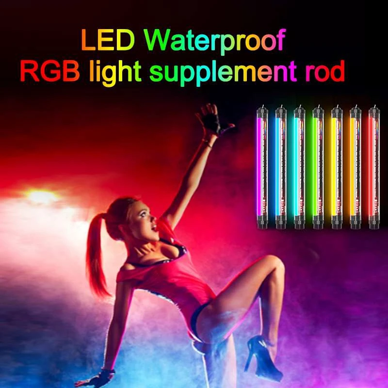 8W 3000K Remote Control Flash Rod Photo LED Video Lighting IP68 Waterproof Camping Light RGB Flashlight for Photography Diving |