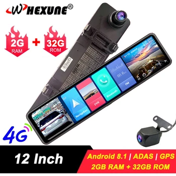 

WHEXUNE 4G Car DVR 12" Android 8.1 RearView Mirror FHD 1080P ADAS Dash Cam Camera Video Recorder Auto Registrar Dashcam GPS DVRS