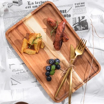 

3Pcs Bread Holding Tray Wooden Tableware Wooden Tray Breakfast Tray for Morning Home Food