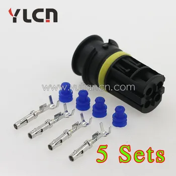 

Free Shipping 5 Sets 4 Pin Waterproof Female Auto Electric Wire Connectors