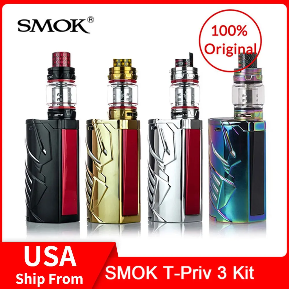  Original SMOK T-Priv 3 Kit 300W with TFV12 Prince Tank 8ml + Q4/T10 Coils For Electronic cigarette 