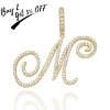 TOPGRILLZ New A-Z Cursive Letters Name Pendant&Necklace Iced Out Cubic Zircon Gold Silver Color Charm  Hip Hop Jewelry ► Photo 2/6