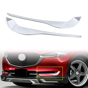 

For Mazda CX-5 2017-2020 Chrome Auto Car Front Fog Light Lamp Eyebrow Eyelid Cover Strip Trim Foglamp Exterior Accessories