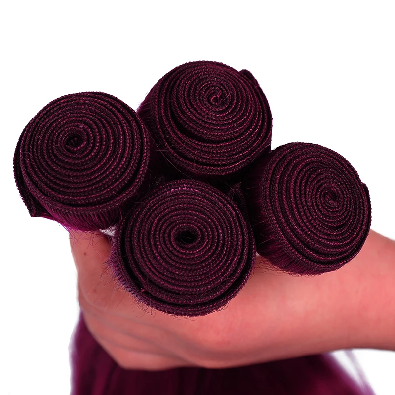 Sale Pre-Colored Ombre 99J Burgundy Bundles Straight Hair Bundles Brazilian 100% Human Hair Bundles Remyblue Remy Hair Weave Bundles 17