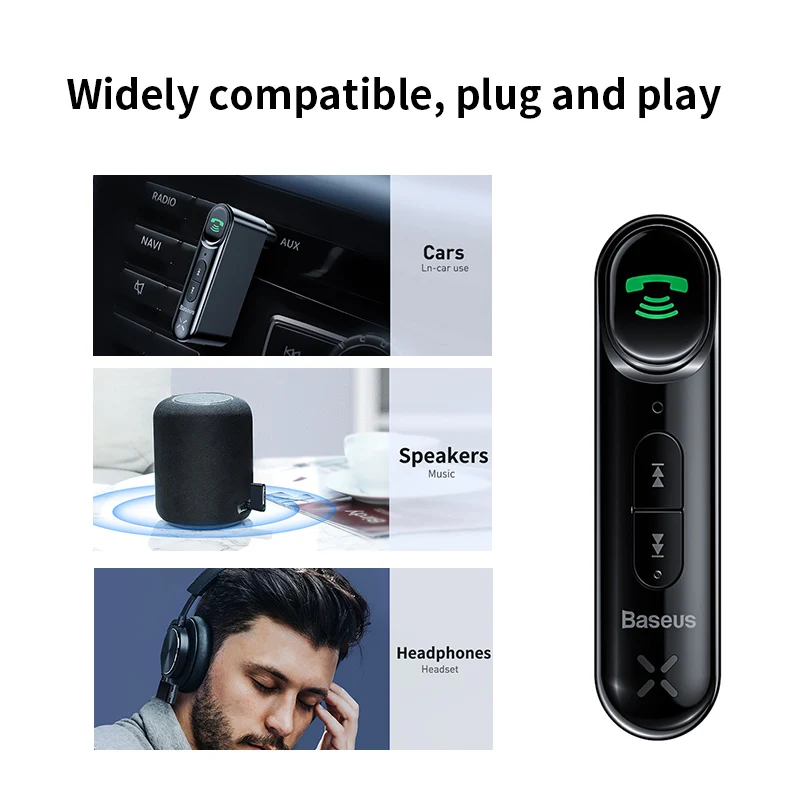 Baseus Car Aux Bluetooth 5 0 Adapter Wireless 3 5mm Audio Receiver for Auto Bluetooth Handsfree Car Kit Speaker Headphone