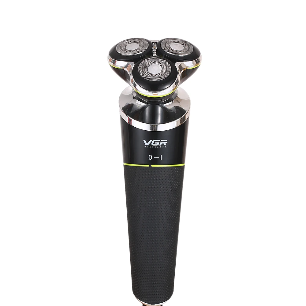 Black VGR V-308 электробритва с тройным лезвием, влажные головки двойного назначения, Водонепроницаемая бритва, триммер для бороды, уход за лицом для мужчин - Цвет: Black