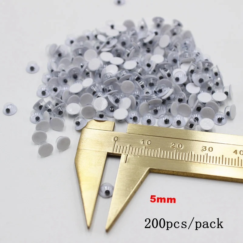 5mm 200pcs 100-730 шт 4-18 мм глаза самоклеющиеся клейкие для одежды скрапбукинга для плюшевого медведь Набивная игрушка оснастки животных Перчаточная кукла круглая Wobbly Googly - Цвет: 5mm 200pcs