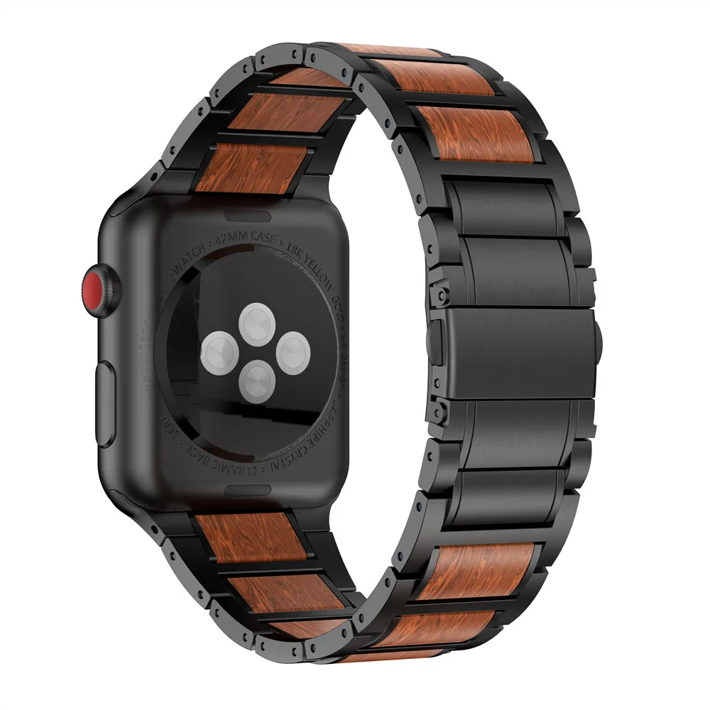 

Lightweight Wood strap for Apple Watch Band 4 40mm 44mm Metal Replacement Wristband Strap for Apple Watch Series 3 2 1 42mm 38mm