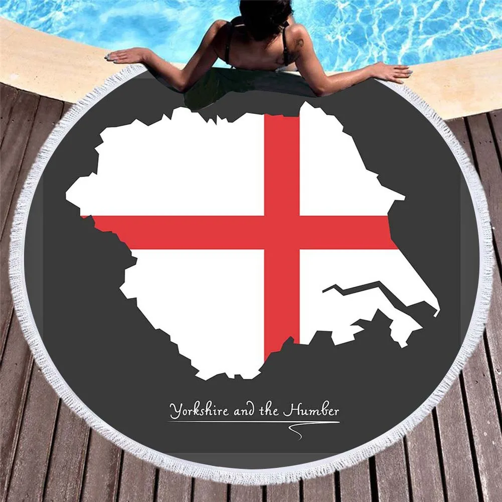 

2019 Europe And America 3D Digital Printing 150cm Beach Towel Superfine Fibre Circle Tassels Beach Mat