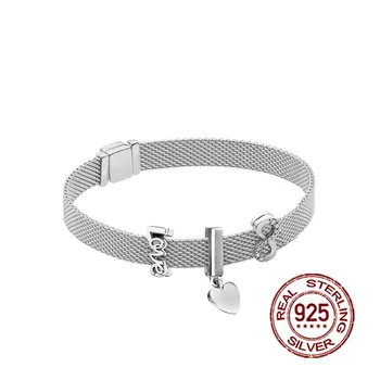 

New Classic 925 silver love Watch Chain Bracelet Bangles set DIY beads Fit original pandoras charms Women Jewelry Holiday Gift