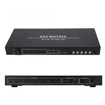 

6x2 HDMI Matrix Audio Extractor 4Kx2K/60Hz Audio Distributor DC 5V/2A US 100-240V