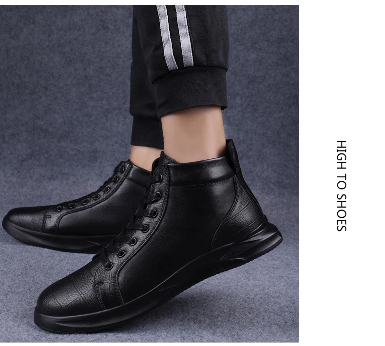 Г. Осенне-зимняя мужская обувь повседневные мужские кроссовки из натуральной кожи на плоской подошве классическая черная обувь с высоким берцем мужская обувь на платформе