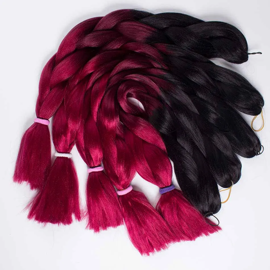 QP hair 24 100g Ombre Auburn rojo tres tonos de alta temperatura de fibra Jumbo trenza sintética del pelo trenzado