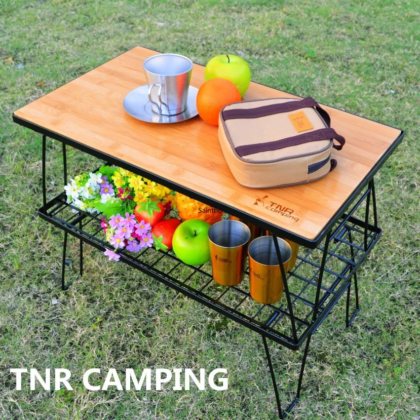  Outdoor Camping Steel Net Table Kitchen Table Can Be Stacked Folding Table Multi-layer Storage Rack