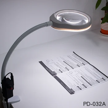 

Newest PD-032A Desktop Magnifier Adjustable Brightness LED Light Magnifier Caliper Magnifier Expands 10 Times Electronic Repair