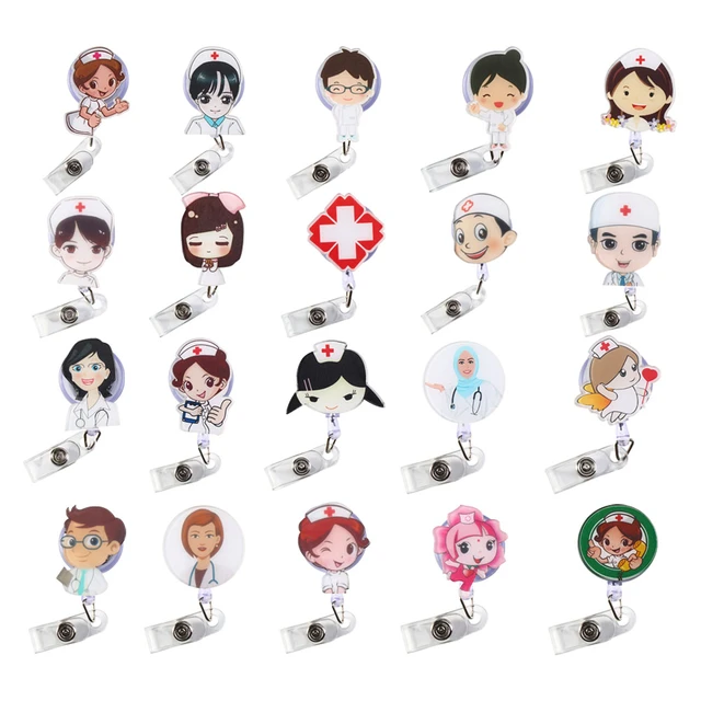 Retractable Badge Reel Nurse Exhibiton Id Name Card Badge Holder Cute Clips  Key Card Holder Belt Clips Keychain Car Pendant Key - Badge Holder &  Accessories - AliExpress