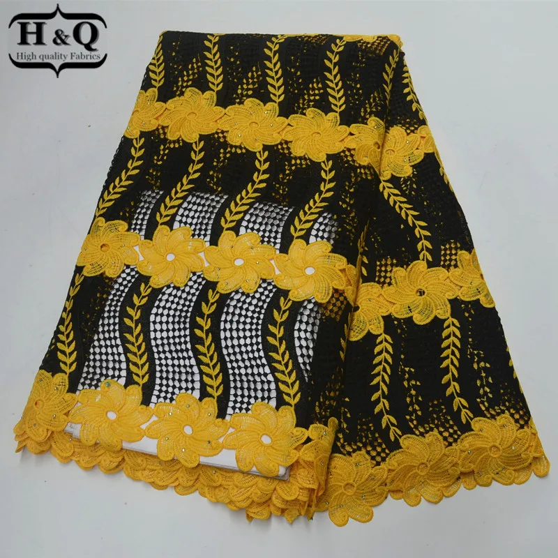 

Yellow Water Soluble Lace Fabric Nigerian Guipure Lace With Stones Cord Lace Fabric High Quality 2019 Mesh Lace Fabric For Dress
