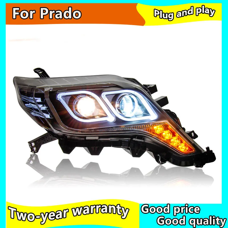 Car styling for Toyota- Prado LED headlight LED DRL Hid Head Lamp Angel Eye Bi-Xenon double beam headlight Accessories