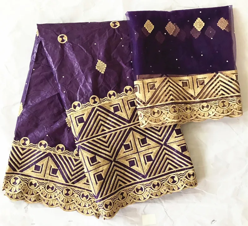 Getzner фиолетовый африканская Базен brode getzner французская кружевная ткань парча в Гвинейском стиле 5+ 2 ярдов/партия