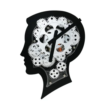 

HY - G108 Wonderful Brain Model Wall Clock Mechanical Gear Dynamic Design - BLACK