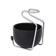 Мыльница для бритья с щеткой и подставкой, стальная подставка для мужчин, для чистки волос на лице, набор для ванной комнаты, вертикальная поддержка, черный мужской бритвенный набор