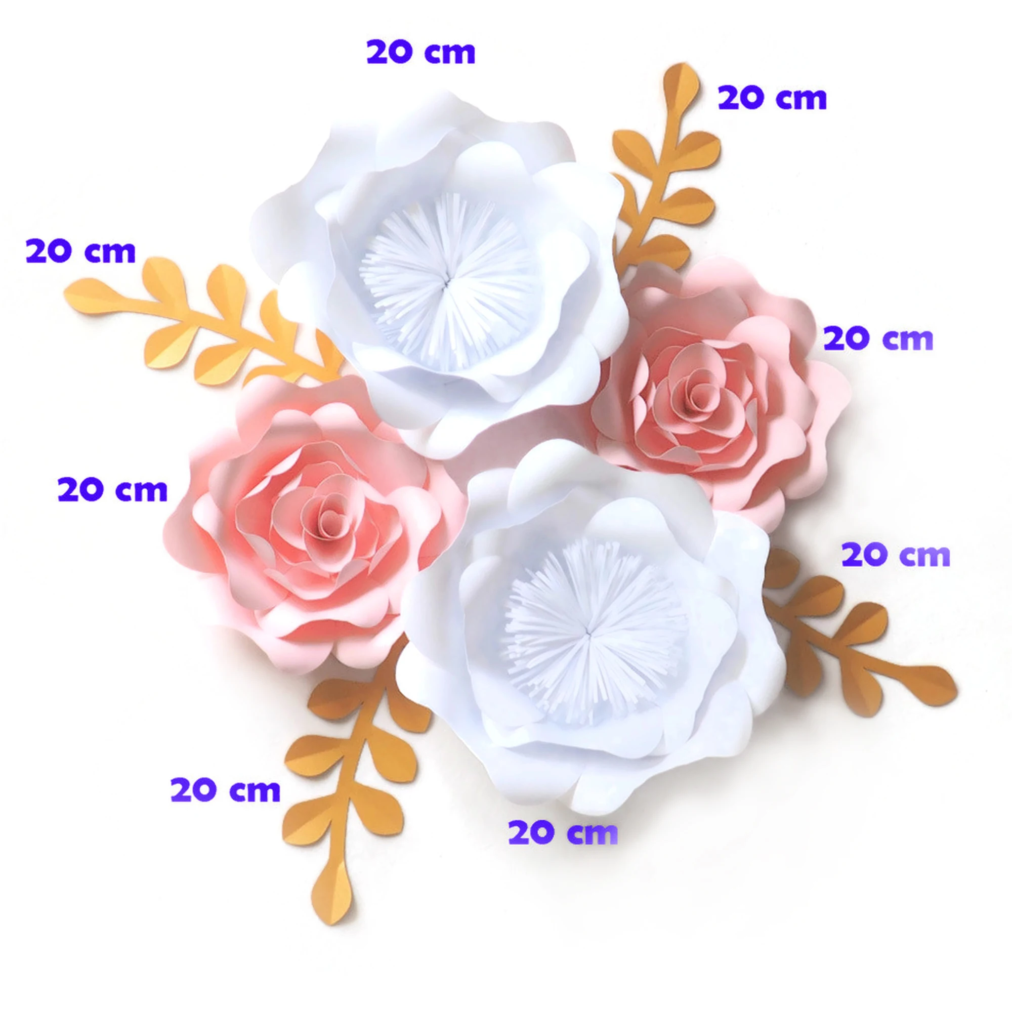 DIY Artificial Flowers Fleurs Artificielles Backdrop Giant Paper 4PCS+Leaves 4PCS Wedding &amp Party Home Decoration | Дом и сад