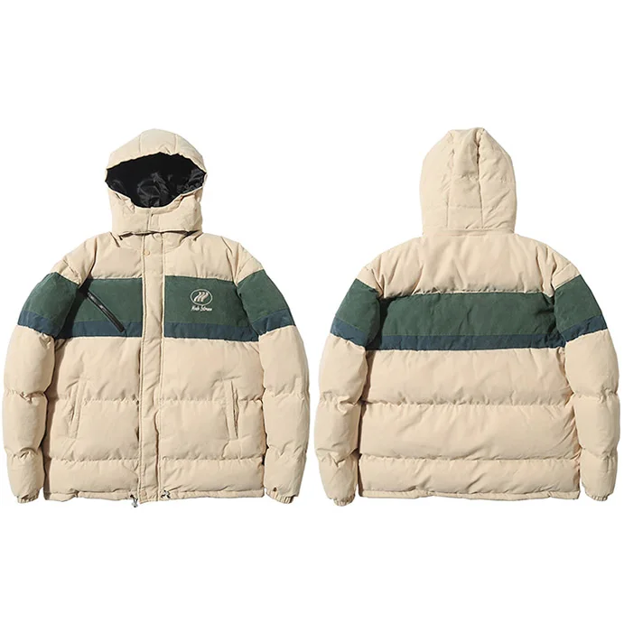 Куртка с капюшоном в стиле хип-хоп Уличная Мужская парка-пуховик ветровка с цветным блоком Harajuku зимняя стеганая куртка теплая верхняя одежда - Цвет: A21DP10 Khaki