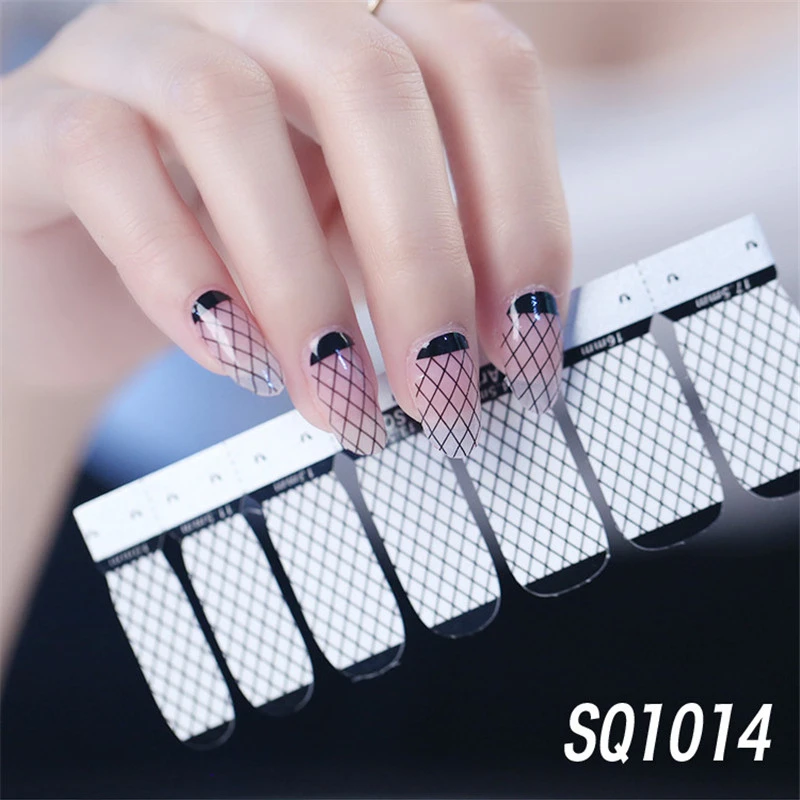 SQ1014 14 стикеров/листов, корейская мода, цветные наклейки для ногтей, французские накладки для ногтей, наклейки для лака для ногтей, японское искусство для ногтей, предварительно спроектированные, Прямая поставка - Цвет: SQ1014