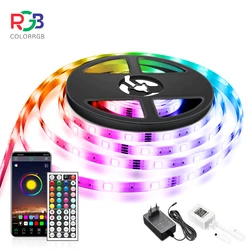 Tira de luces LED RGB 5050, cinta Flexible de Color con Control por aplicación