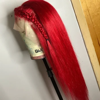 

Lace Front Human Red Hair Wigs Straight Front Wig For Black Women Pre Plucked With Baby LINMAN
