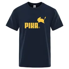 Летняя новая футболка Pika, мужские футболки с японским Аниме Покемон, футболки с Пикачу для мальчиков, хлопковая футболка с коротким рукавом, мужские повседневные футболки, топы