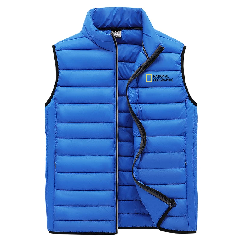 National Geographic brand autumn winter jacket men's stand-up collar vest men's zipper jacket sleeveless casual winter vest black puffer coat