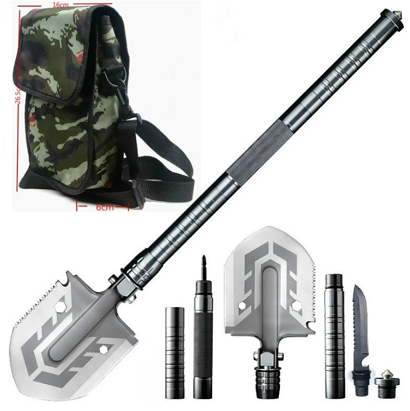 Pala táctica multifunción para exteriores, carretilla elevadora militar para exteriores, pala de nieve todoterreno, pala plegable de supervivencia al aire libre