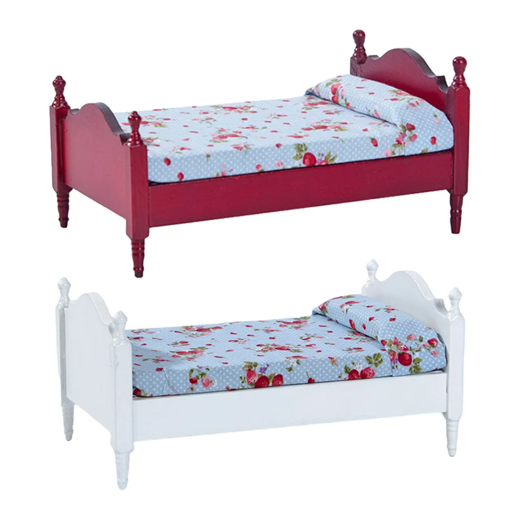 1/12 Miniature Dollhouse Bed Dollhouse Furniture Kids Toys Mini Baby