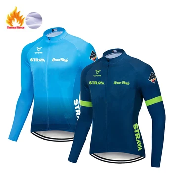 STRAVA-Maillot térmico y polar para hombre, ropa de Ciclismo profesional, para invierno, 2020