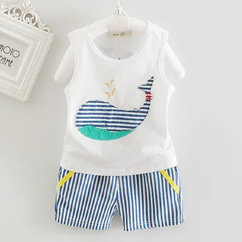 

Baby Boys Girls Clothing Set 2020 Summer Vest Short Sleeve Cartoon Whale Cotton Infant Newborn Clothes Suit Outerwear T-shirts