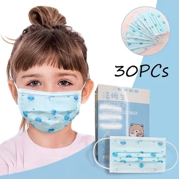 

30PC Children Mouth Mask Outdoor Dustproof Anti Foggy Pollution Mascarillas 3 Layer Non-Woven Respirator Mask Earloop Face Mask