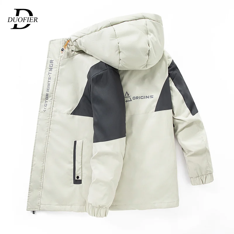 

High Brand White Duck Down Cotton Clothing Men New Fashion Hooded Men's Patchwork Down Coats Street Warm Windproof Mens Coat