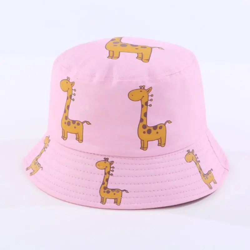 Детская летняя хлопковая Панама с милым мультяшным принтом жирафа уличная