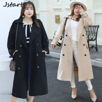 

4XL Plus Size Winter Women Coat Large Size Windbreaker Jacket British Style Double Breasted Big Size Female Clothes