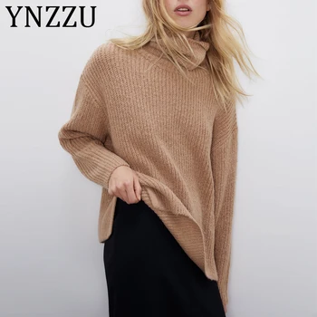 

YNZZU 2020 Autumn Winter Turtleneck Warm Wool Sweater Women Solid Long Sleeve Knitted Female Soft Pullover Jumpers AT431