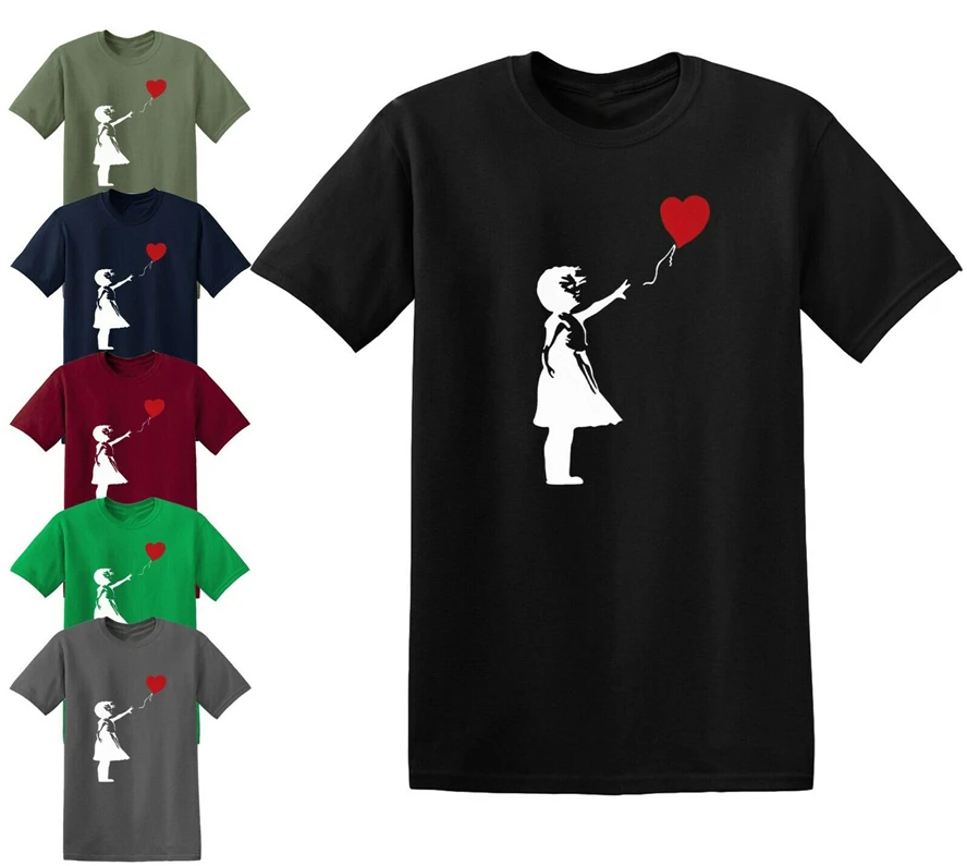 

Banksy Girl With Heart Balloon T-Shirtballoongraffitigiftxmaslovetoptee Harajuku Tops Fashion Classic Tee Shirt