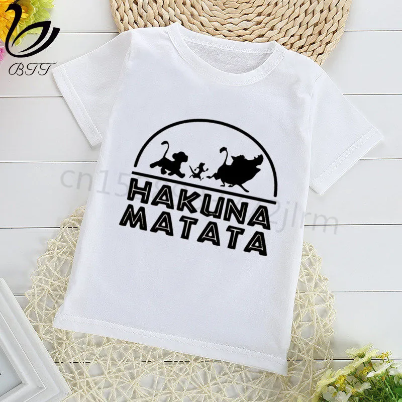 Hakuna Matata/забавная Футболка с принтом Футболки для мальчиков детская футболка с короткими рукавами детские футболки с принтом Hakuna Matata детская одежда