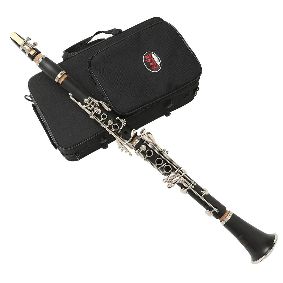 

Black Clarinet JYCL-E100 Bb 17 key Bohem system hard rubber body Woodwind Instruments With Cleaning Cloth Reed Music Instrument