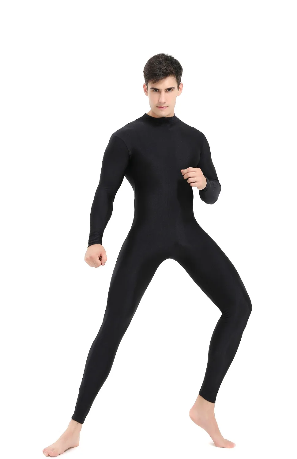 Adult Unisex Mock Neck Long Sleeve Unitard Men Spandex Unitards Bodysuit Full Length Gymnastics Dance Wear Catsuit adult unitard