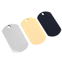 50 шт. серебро/золото/розовое золото/черный военная бирка мужские ювелирные изделия из нержавеющей стали ожерелье кулон полированное ожерелье